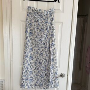 SHEIN Blue Floral Maxi Skirt on White